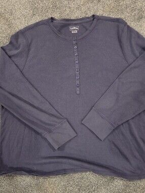 L.L.Bean Waffle Knit Thermal Long Sleeve Henley Top Slate Purple Women's 3X Plus
